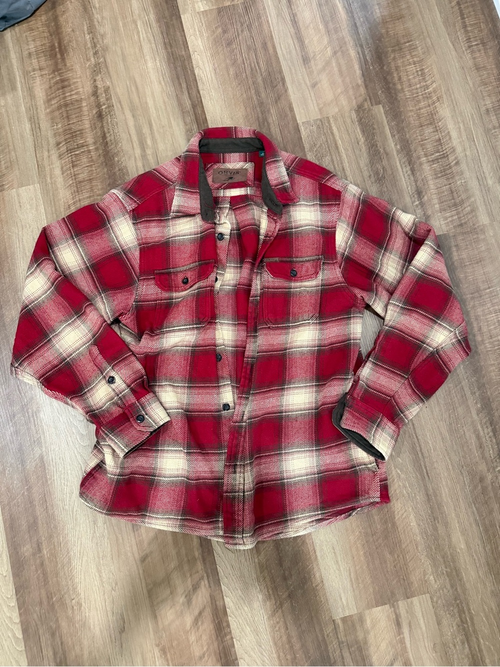 Orvis Red and Cream Plaid Button-Front Shirt